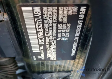 2015 BMW I3 Rex z USA, uszkodzony, nr VIN WBY1Z4C53FV500320